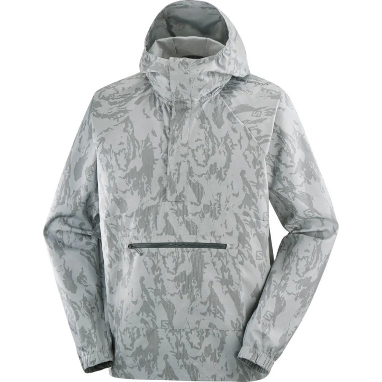 Grey Salomon Outlife Ripstop Half Zip Men's Windbreaker | IE OP6375